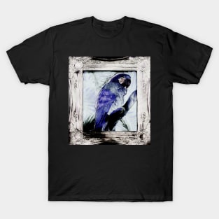 PARROT TROPICAL PRINT IN  ORNATE FRAME DECO BLUE POSTER ART DESIGN T-Shirt